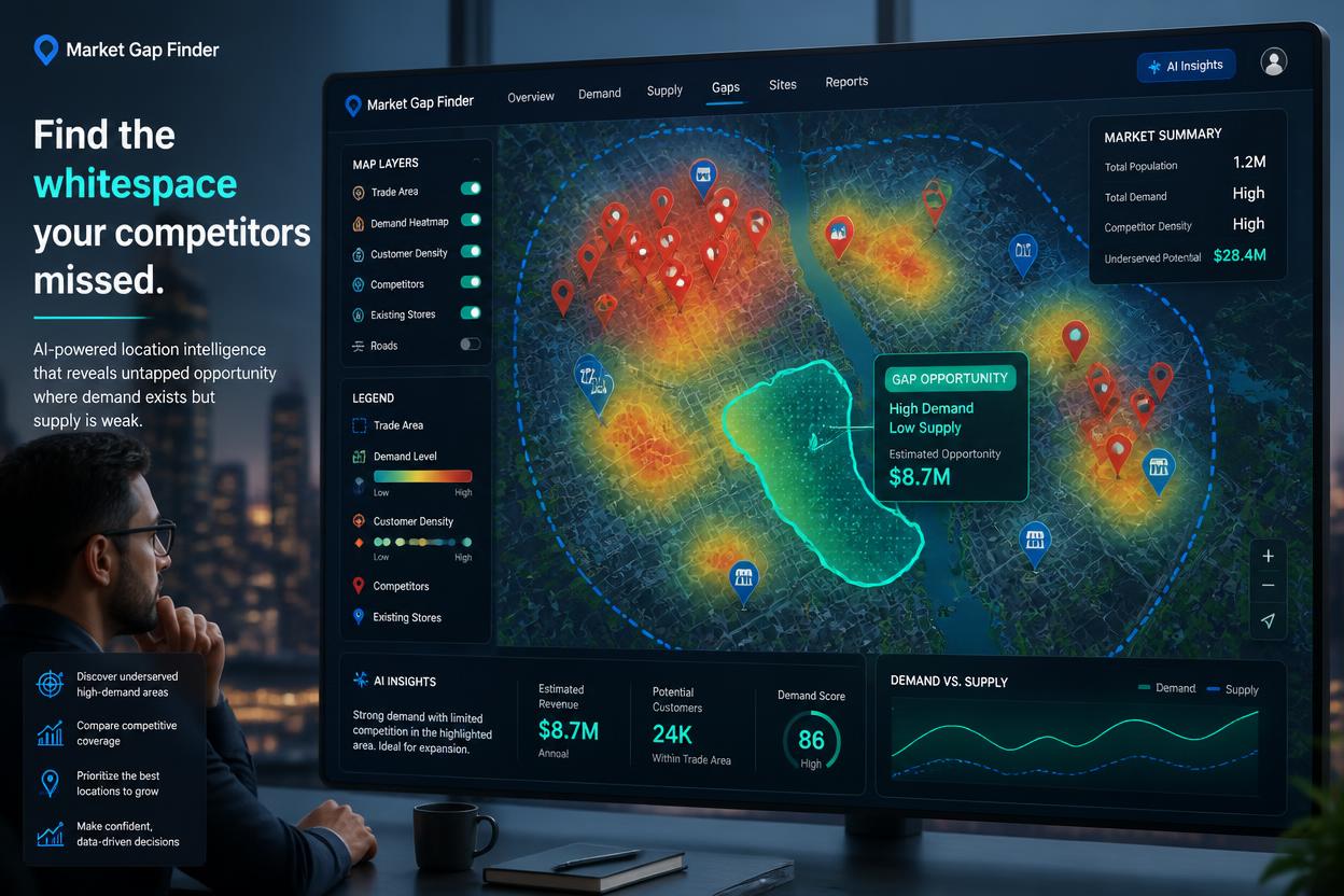 Demand heatmap highlighting areas of customer potential